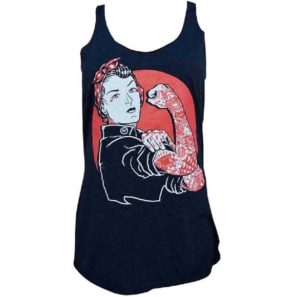 We Can Do It Rockabilly Racer Back Tank Top S-XL - Picture 2 of 3